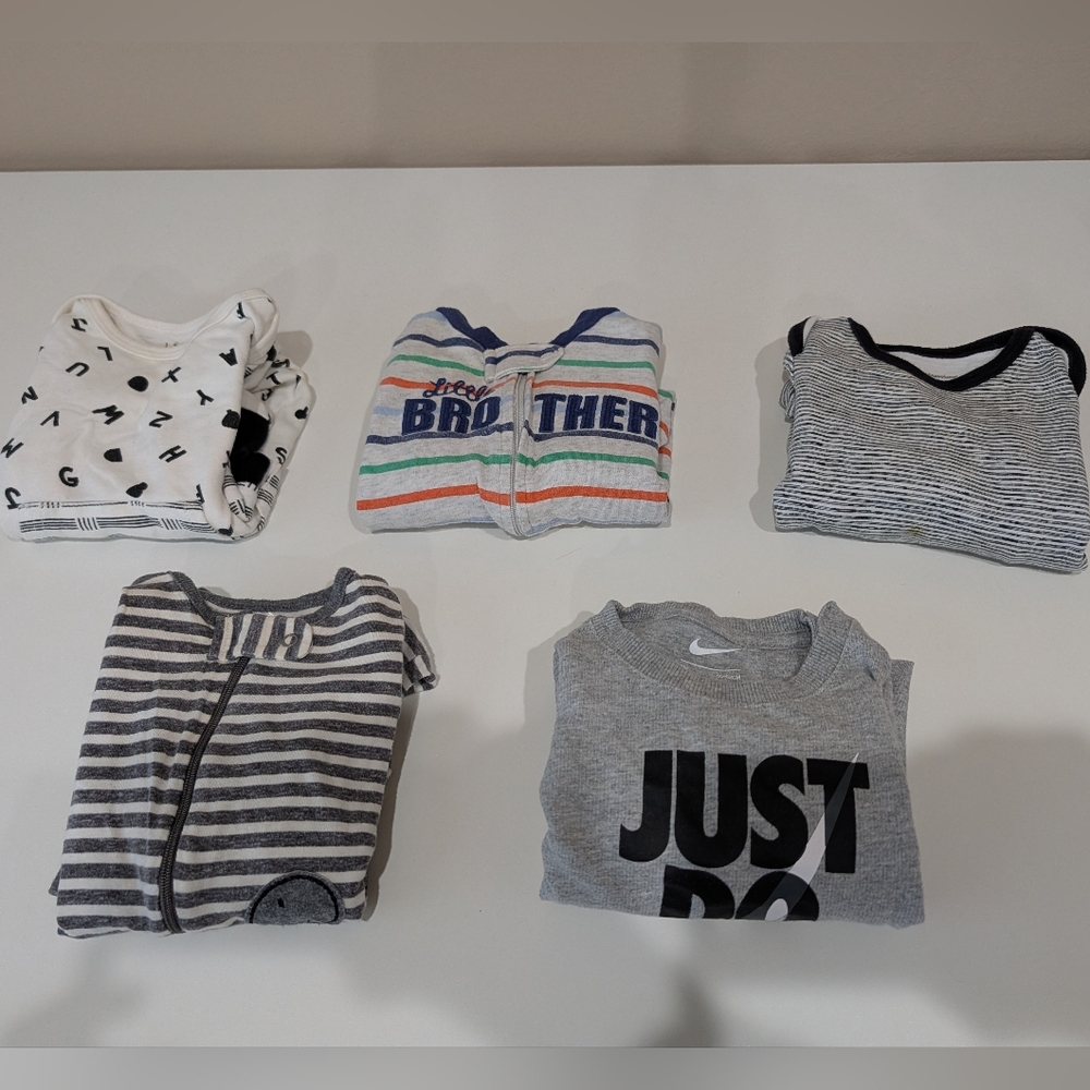 Set of 5 Cozy Winter Baby Onesie / One Piece Pajamas - 3 Months